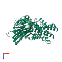 PDB entry 4qs7 coloured by chain, top view.