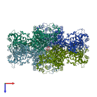 PDB entry 4qsh coloured by chain, top view.