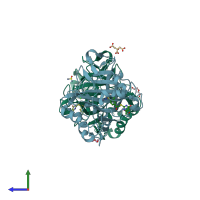 PDB entry 4qsj coloured by chain, side view.