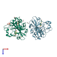 PDB entry 4qsj coloured by chain, top view.