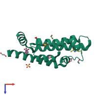 PDB entry 4qsp coloured by chain, top view.