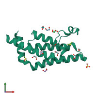 PDB entry 4qsq coloured by chain, front view.