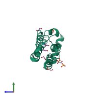 PDB entry 4qsu coloured by chain, side view.