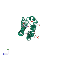 PDB entry 4qsw coloured by chain, side view.