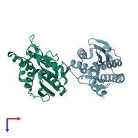 PDB entry 4qt4 coloured by chain, top view.