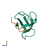 PDB entry 4qt7 coloured by chain, side view.
