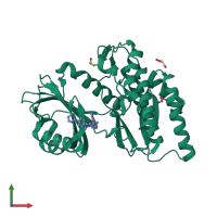 PDB entry 4qtc coloured by chain, front view.