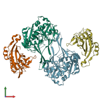 PDB entry 4qts coloured by chain, front view.