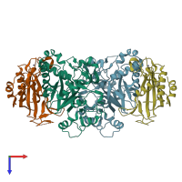 PDB entry 4qts coloured by chain, top view.