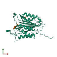 PDB entry 4qtx coloured by chain, front view.