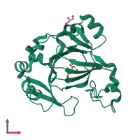 PDB entry 4qu1 coloured by chain, front view.