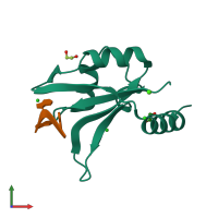PDB entry 4qu6 coloured by chain, front view.