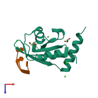 PDB entry 4qu6 coloured by chain, top view.