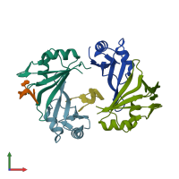 PDB entry 4qu7 coloured by chain, front view.