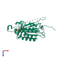 PDB entry 4qua coloured by chain, top view.