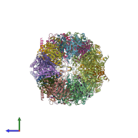 PDB entry 4qv1 coloured by chain, side view.