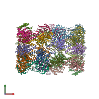 PDB entry 4qv3 coloured by chain, front view.
