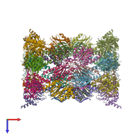 PDB entry 4qv3 coloured by chain, top view.