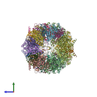 PDB entry 4qv8 coloured by chain, side view.