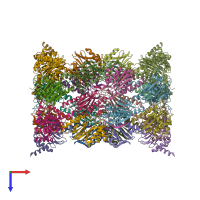 PDB entry 4qv8 coloured by chain, top view.