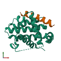 PDB entry 4qvf coloured by chain, front view.