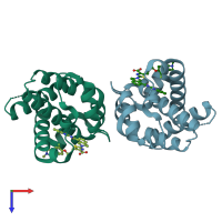 PDB entry 4qvx coloured by chain, top view.