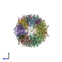 PDB entry 4qw1 coloured by chain, side view.