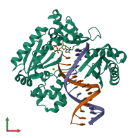 PDB entry 4qw8 coloured by chain, front view.