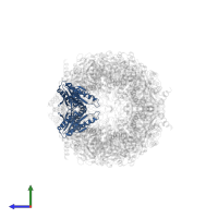 Proteasome subunit beta type-4 in PDB entry 4qwj, assembly 1, side view.