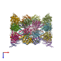 PDB entry 4qwl coloured by chain, top view.