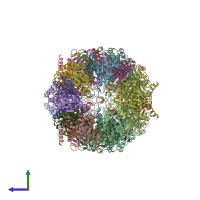 PDB entry 4qwx coloured by chain, side view.