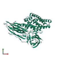 PDB entry 4qx1 coloured by chain, front view.
