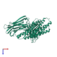 PDB entry 4qx1 coloured by chain, top view.