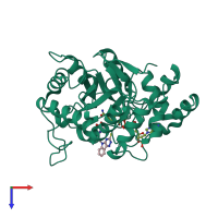 PDB entry 4qx4 coloured by chain, top view.