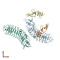 PDB entry 4qxf coloured by chain, front view.