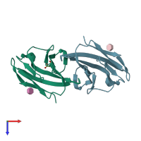 PDB entry 4qxw coloured by chain, top view.