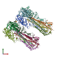 PDB entry 4qy2 coloured by chain, front view.