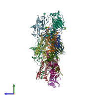 PDB entry 4qy2 coloured by chain, side view.