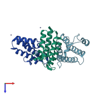 PDB entry 4qy4 coloured by chain, top view.