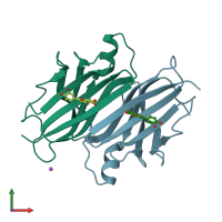PDB entry 4qya coloured by chain, front view.