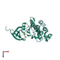 PDB entry 4qye coloured by chain, top view.