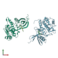 PDB entry 4qyg coloured by chain, front view.