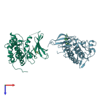 PDB entry 4qyh coloured by chain, top view.