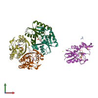 PDB entry 4qyi coloured by chain, front view.