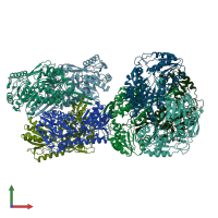 PDB entry 4qyj coloured by chain, front view.