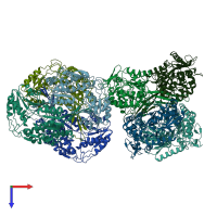 PDB entry 4qyj coloured by chain, top view.