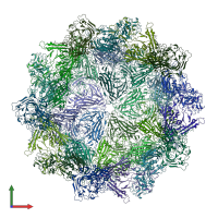 PDB entry 4qyk coloured by chain, front view.