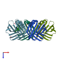 PDB entry 4qyp coloured by chain, top view.