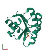 PDB entry 4qyw coloured by chain, front view.