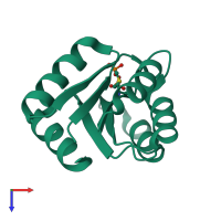 PDB entry 4qyw coloured by chain, top view.